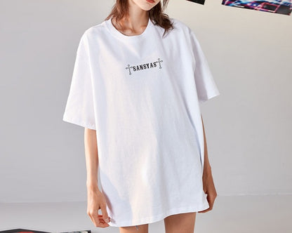 Cross T-shirt oversize cotton unisex short sleeved high street