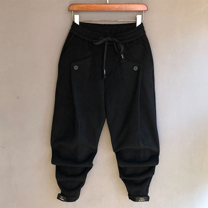 Men's White Casual Flow Folded Feet Sweatpants