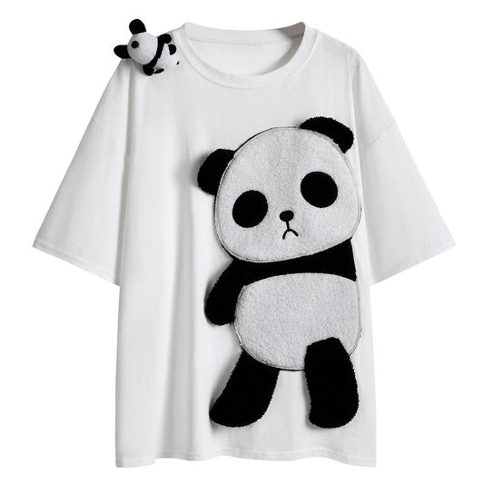 T-shirt Oversize Panda Short Sleeve T-shirt Women's Summer Vintage Tee