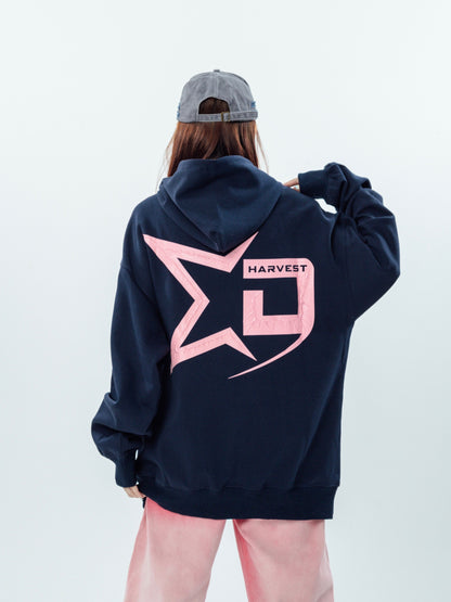 Fashionable retro star printed hooded sweatshirt for loose top hoodies