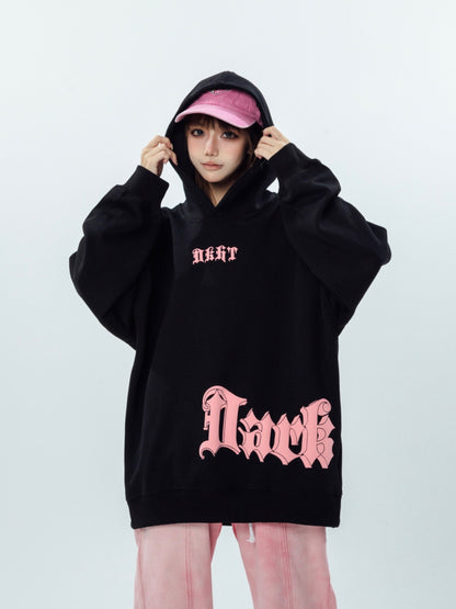 Gothic letter print hoodies sweatshirt for women loose top