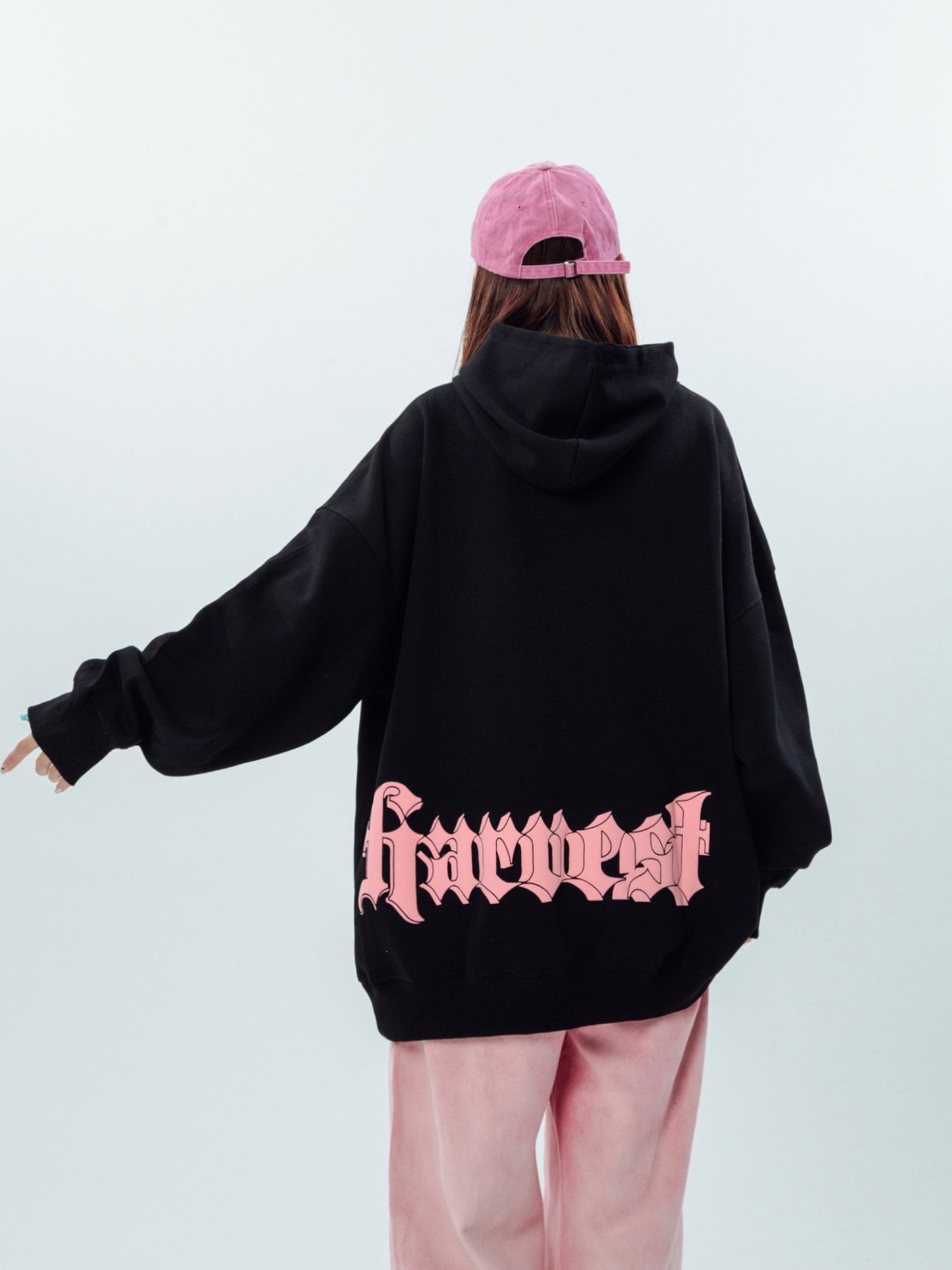 Gothic letter print hoodies sweatshirt for women loose top