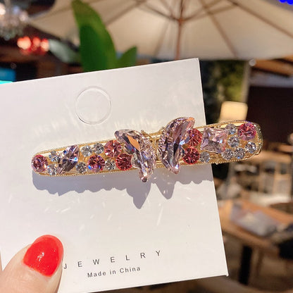 Luxurious full diamond crystal butterfly duckbill hairpin