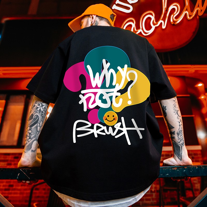 Graffiti loose oversize half-sleeved T-shirt