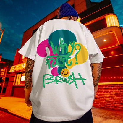 Graffiti loose oversize half-sleeved T-shirt