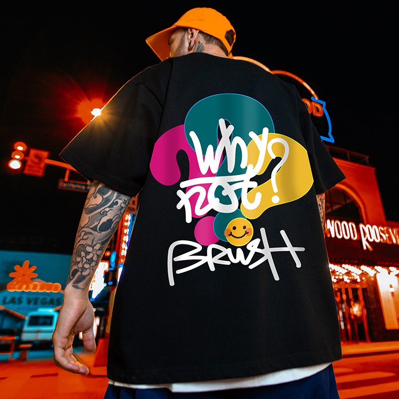 Graffiti loose oversize half-sleeved T-shirt