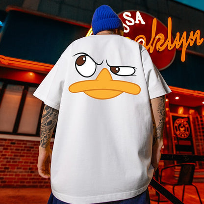 Unisex poof duck print T-shirt men's large size wear