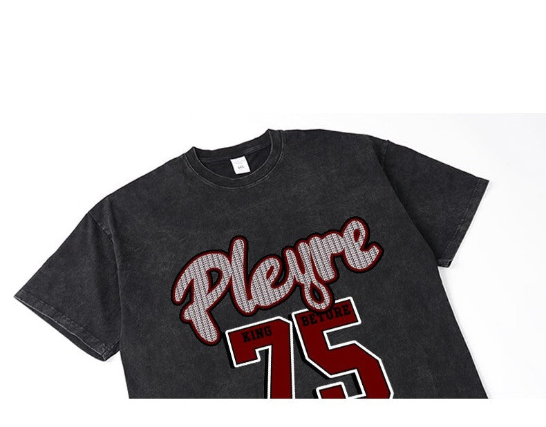 Player t-shirt unisex washed pure cotton distressed oversize top