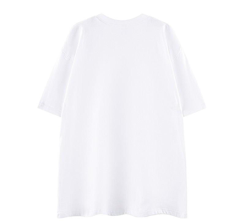 White heavy cotton T-shirt with blurred oversize unisex top