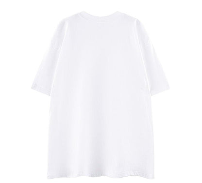 White heavy cotton T-shirt with blurred oversize unisex top