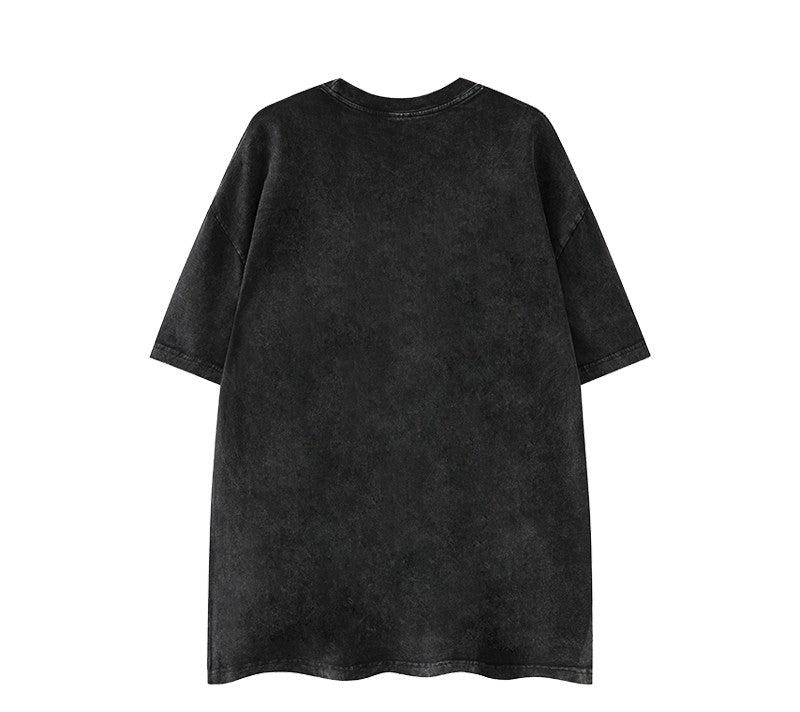 Simple washed retro distressed oversize t-shirt