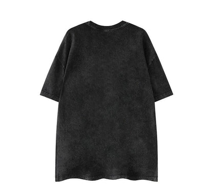 Simple washed retro distressed oversize t-shirt