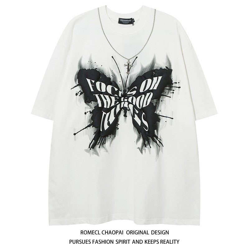 Butterfly Graffiti Chain Short Sleeve T-Shirt