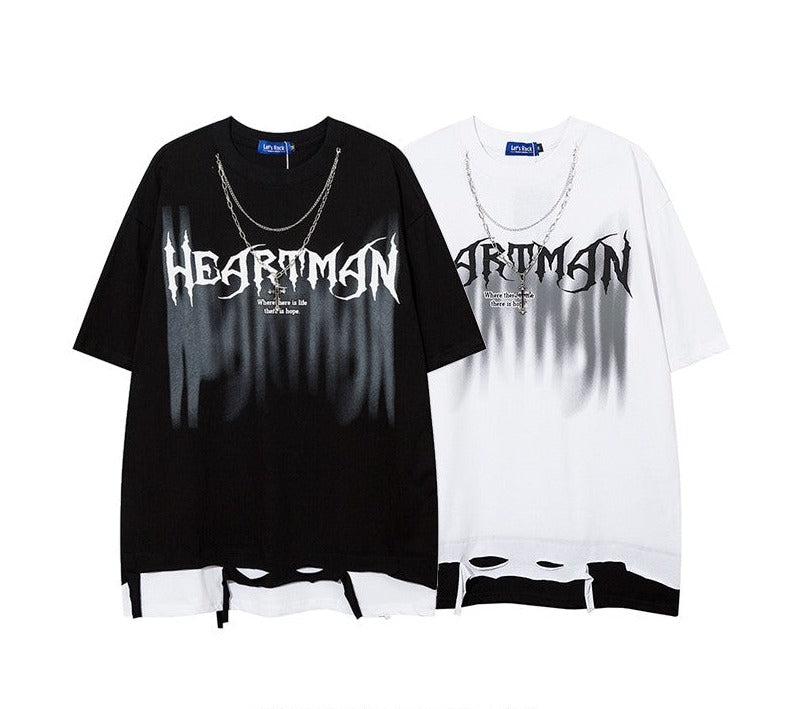 Hip-hop letters graffiti T-shirts men's loose couple casual T-shirts