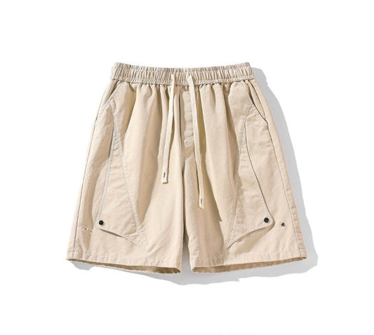 Men's solid color cargo shorts loose wide-leg straight-cut pants