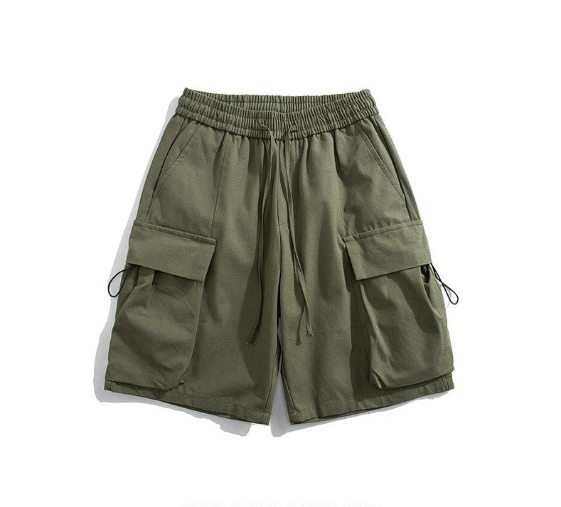 Multi-pocket cargo shorts for men in summer loose mid-length pants