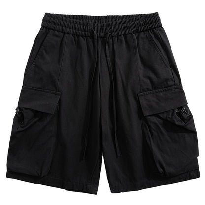 Multi-pocket cargo shorts for men in summer loose mid-length pants