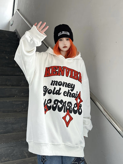 Towel Embroidered Letter Couple Loose Hoodies unisex Printed Graphic Sweater