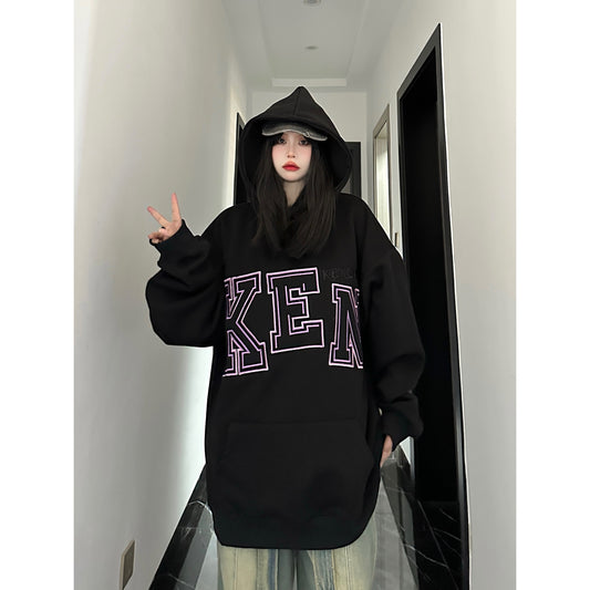 Hoodies Embroidery Unisex Versatile Top