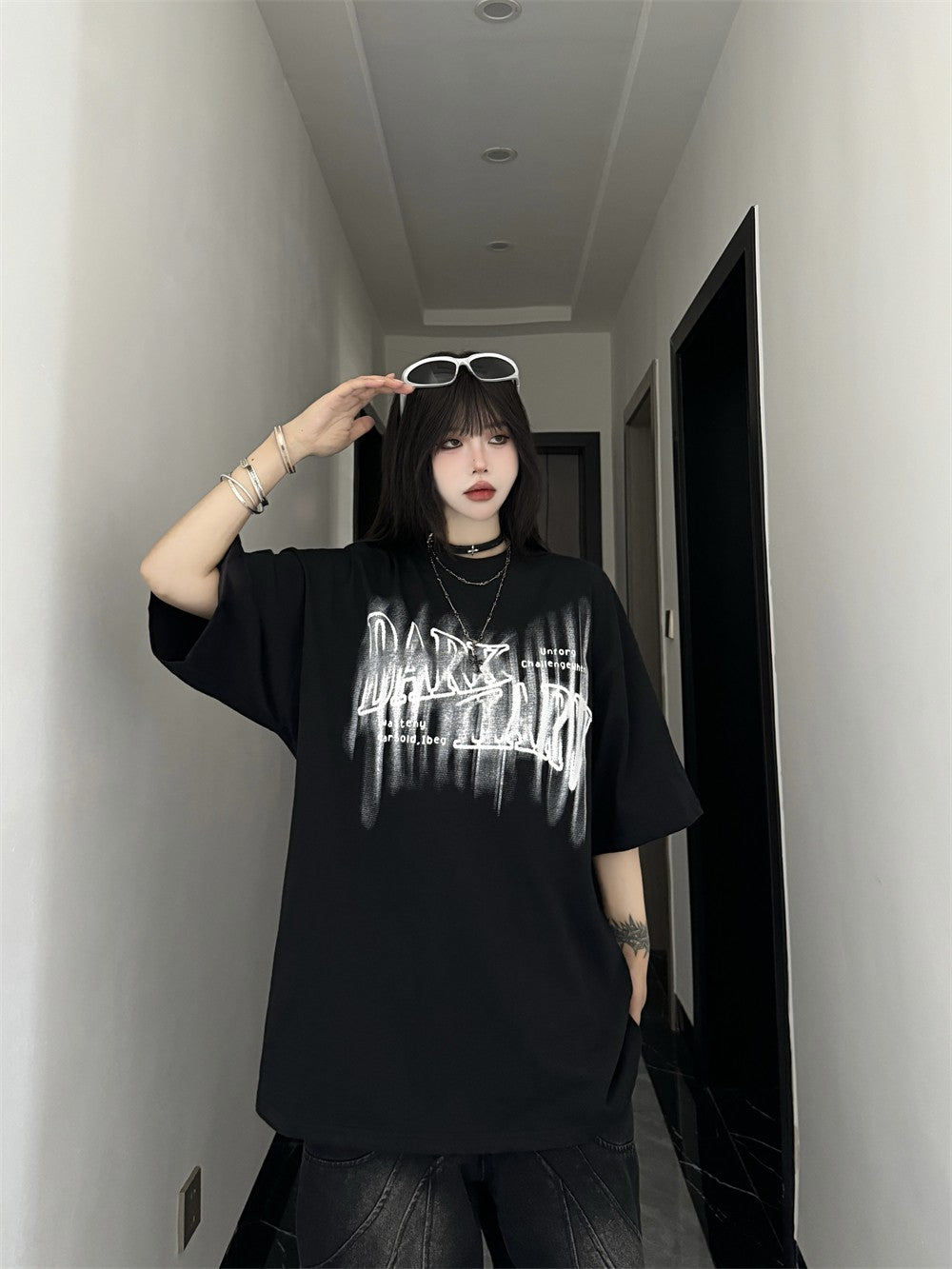 Hip-hop street letter printed short-sleeved T-shirt