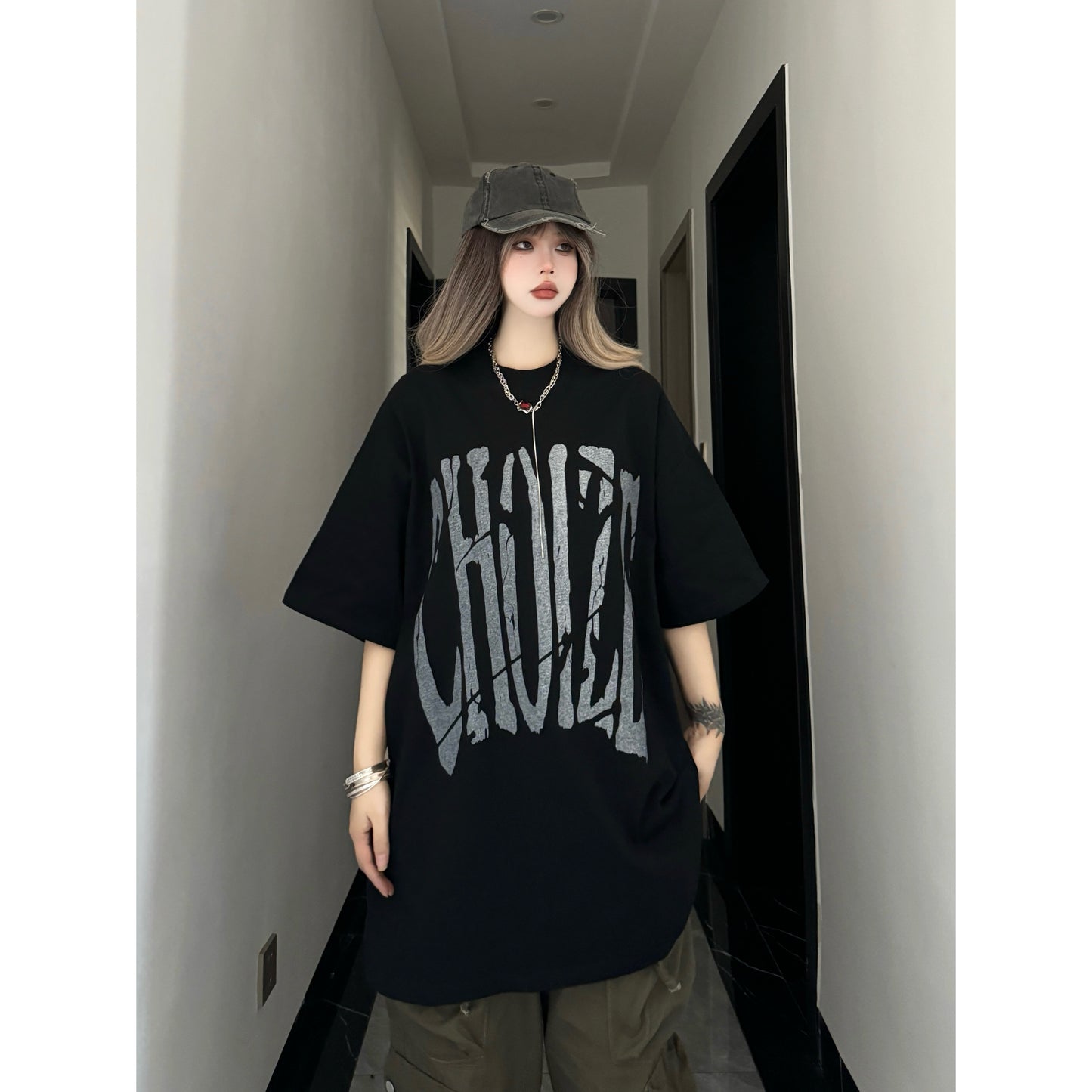 Unisex dark hip-hop t-shirts couple tops