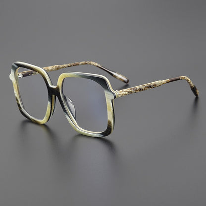 Black big face plain marbled sunglasses flat light