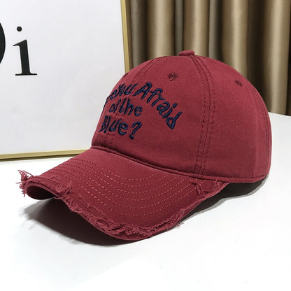 Soft top baseball cap letter distressed duckbill baseball cap