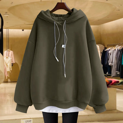 Black hoodie women's loose medium length hoodies