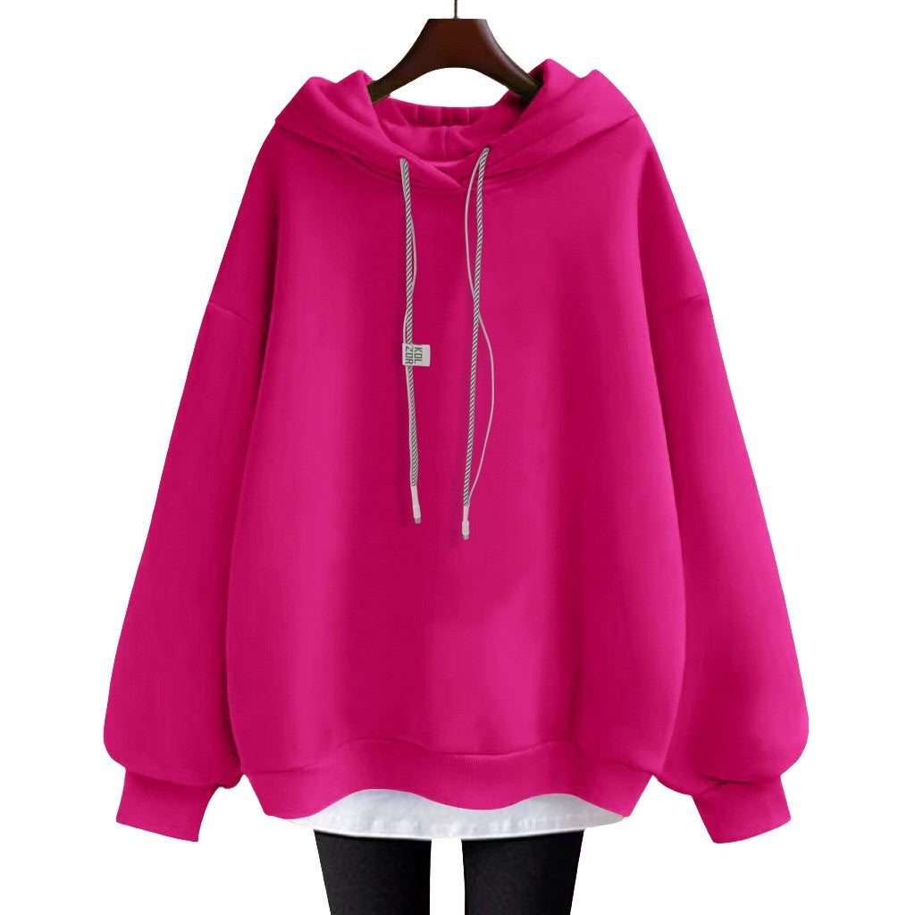 Black hoodie women's loose medium length hoodies