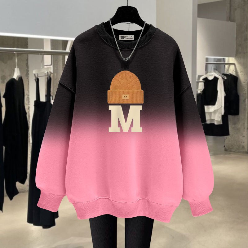 Pink black sweatshirt women oversized sweatshirts