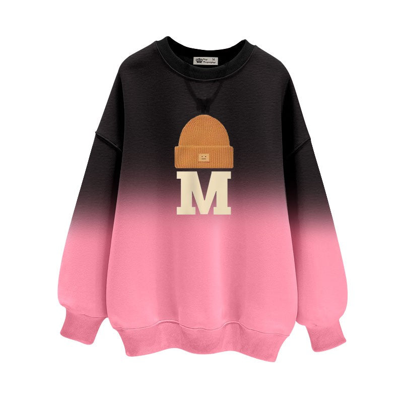 Pink black sweatshirt women oversized sweatshirts