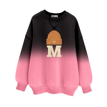 Pink black sweatshirt women oversized sweatshirts