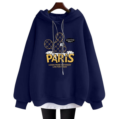 Hoodies cartoon letter mid-length jacket