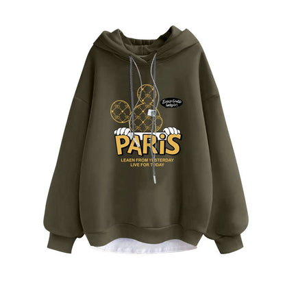 Hoodies cartoon letter mid-length jacket