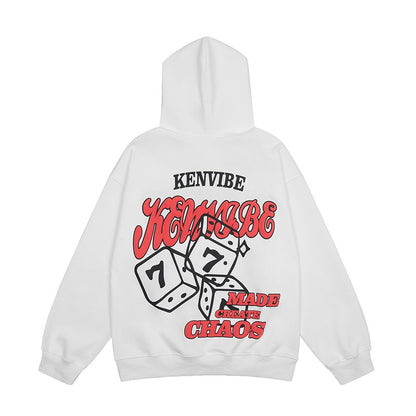 Vintage Water Dice Red Embroidered Unisex Hoodie