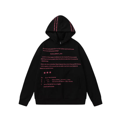 Allover black letter print unisex hoodies