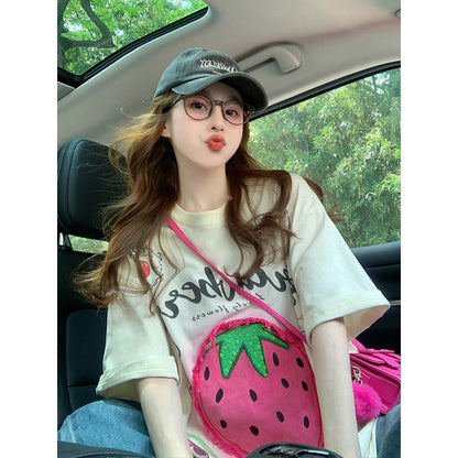 Strawberry Camicia short-sleeved T-shirt for women summer oversize top