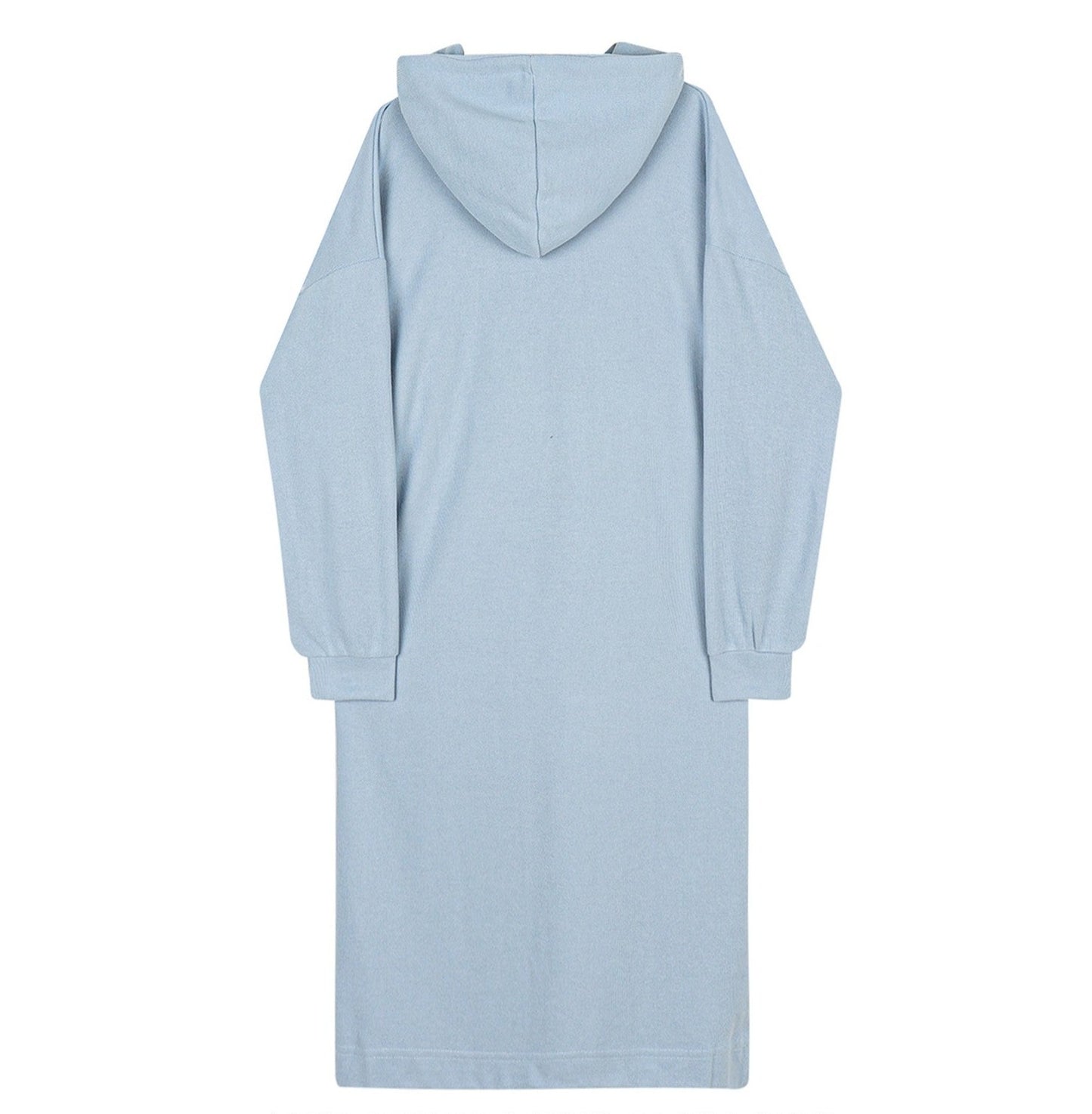 Gray-blue mid-length hoodie dress simple women sweater