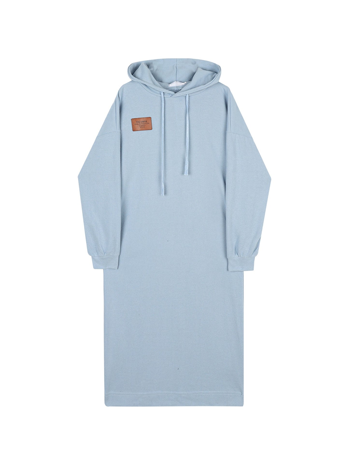 Gray-blue mid-length hoodie dress simple women sweater