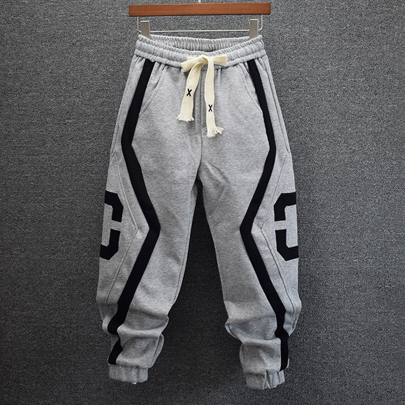 C-shaped sweatpants loose leg-tie