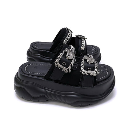 Women Subcultural Heightening Bottom Slippers Summer Sandals