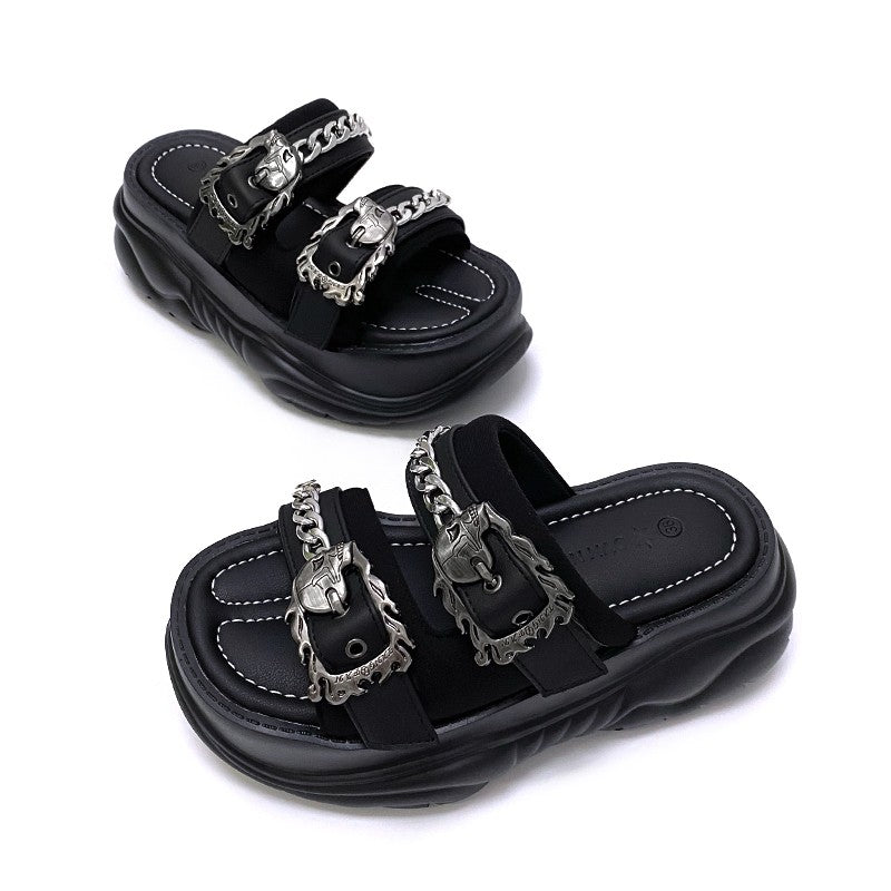 Women Subcultural Heightening Bottom Slippers Summer Sandals