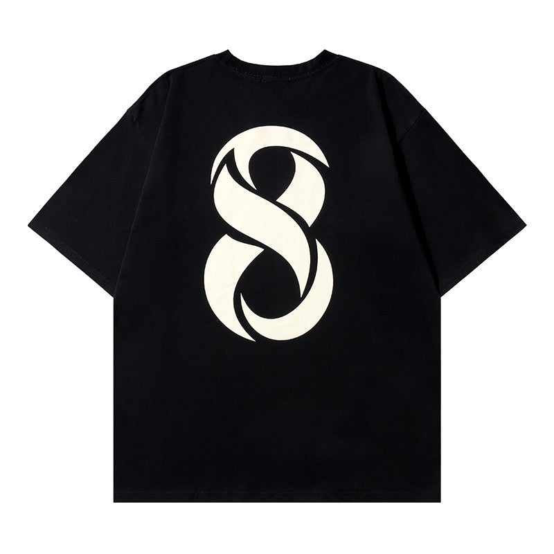 Chic 8 retro alphabet printed T-shirt