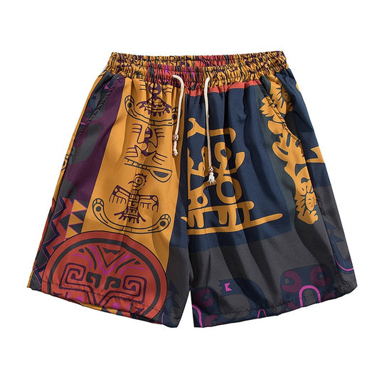 Shorts Men's Summer Loose Wide Leg Casual Full Print Shorts