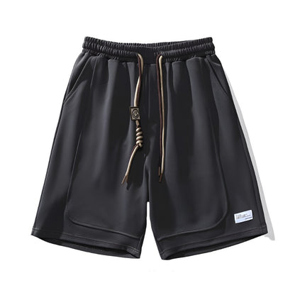 Patchwork drawstring shorts for men's summer loose casual pants