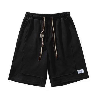 Patchwork drawstring shorts for men's summer loose casual pants