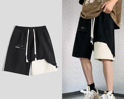 Summer High Street Perforated Shorts Men's Loose Casual Wear