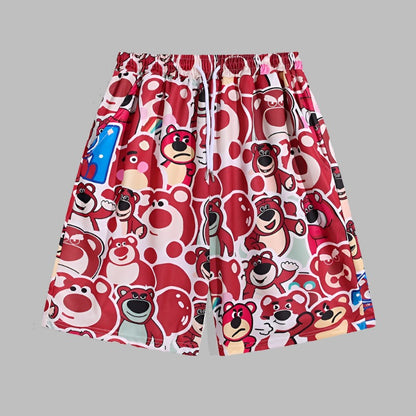 Cartoon Strawberry Bear Sports Shorts Men's Summer Beach Pants