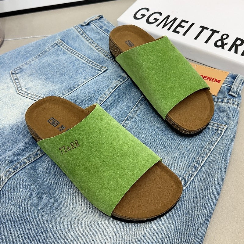 Cork Birkenstock slippers for women thick-soled summer sandals