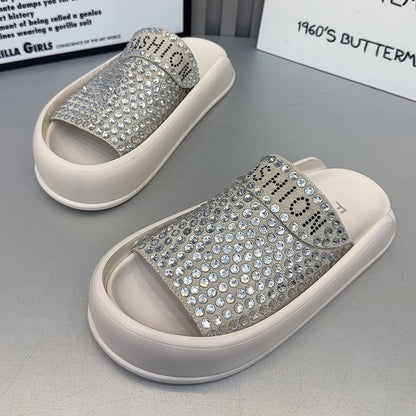 Summer Women Water Diamond Slippers Outwear Versatile Slippers